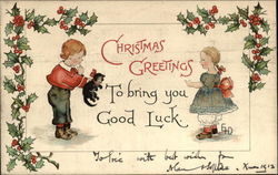 Christmas Greetings to Bring you Good Luck Postcard