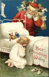 Best Christmas Wishes with Santa & Child Children Ellen Clapsaddle Postcard Postcard