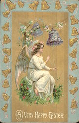 A Very Happy Easter With Angels Postcard Postcard