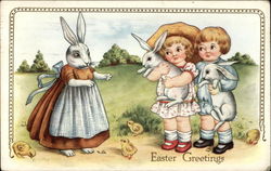 Easter Greetings With Bunnies Postcard Postcard