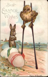 Best Easter Wishes With Bunnies Postcard Postcard