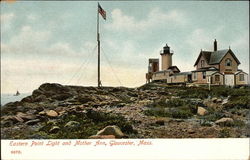 Eastern Point Light and Mother Ann Gloucester, MA Postcard Postcard