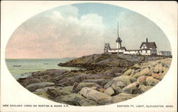 New England views on Boston & Maine RR, Eastern Pt. Light Gloucester, MA Postcard Postcard