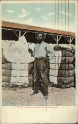 Man with Cotton Bales Fort Smith, AR Postcard Postcard