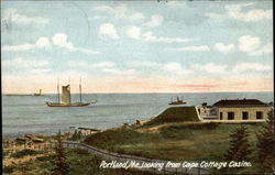 View from Cape Cottage Casino Portland, ME Postcard Postcard