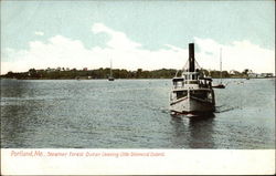 Steamer Forest Queen Leaving Little Diamond Island Portland, ME Postcard Postcard