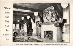 Living Room Formosa Lodge, Tacoma YWCA Summer Home, Miyajima, Fox Island Washington Postcard Postcard