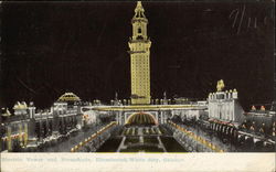 White City - Electric Tower and Promenade, Illuminated Postcard