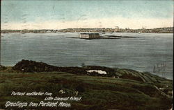 Portland and Harbor from Little Diamond Island Maine Postcard Postcard