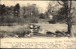 Boating on Paradise Pond, Smith College Postcard