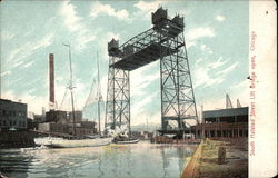 South Halsted Street Lift Bridge Open Chicago, IL Postcard Postcard