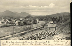 Three Sister Mountains & Schroon River Warrensburg, NY Postcard Postcard