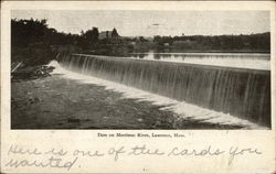 Dam on Merrimac River Lawrence, MA Postcard Postcard