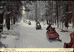 Winter Safari - Skimobiles Michigan Postcard Postcard