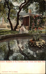 Madam Modjeska at the Fountain at Her Home Near Santa Ana Postcard