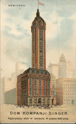 Dom Kompanji Singer; Singer Building in New York City Postcard