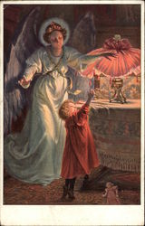 Angel Watching Over Young Child Angels Postcard Postcard