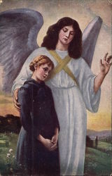 Angel Blessing a Young Girl Angels Postcard Postcard