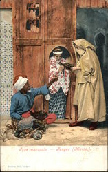 Morrocan People with Chickens Arab Postcard Postcard