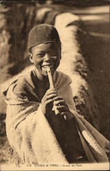 Boy Playing the Flute Arab Postcard Postcard