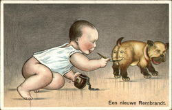 Een nieuwe Rembrandt. (The New Rembrandt) Children Postcard Postcard