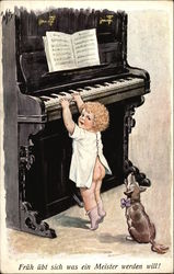 Girl at Piano Postcard