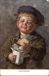 Young Boy Eating Crackers Boys Postcard Postcard