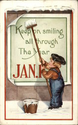 Keep on Smiling All Through the Year, Jan. 1 Children Postcard Postcard