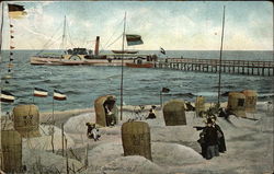 Paddle Steamer Docked at Pier on Shoreline Postcard