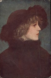 Profile of Woman wearing Black Postcard