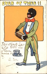 "Ever of Thee" - Blackface Singing Black Americana Postcard Postcard