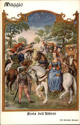 May - Medieval Horseback Scene Postcard