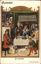 January - Medieval Dining Scene Postcard