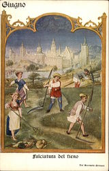 May - Medieval Harvest Scene Postcard