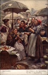 Peasant Women in an Outdoor Market Coffee & Tea Postcard Postcard