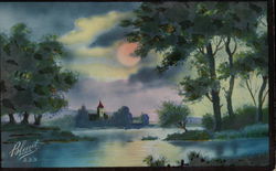 Moonlight on the Water in France Postcard