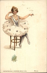 Ballerina Smoking Cigarette Postcard