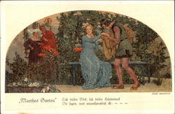 Medieval Couple Kissing in the Garden Devils Postcard Postcard