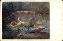 "The Pearl" - Young Woman Reclining in Clam Shell Women Postcard Postcard