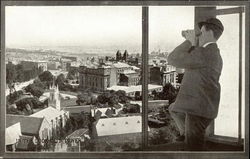 In The Look-Out Tower Firemen Postcard Postcard