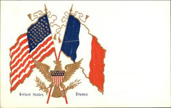 Flags of United States and France Postcard Postcard