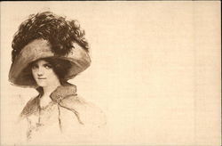 Woman in Hat Postcard