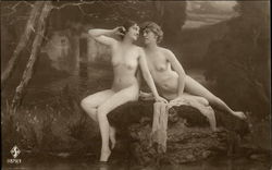 Two Nude Women at Water's Edge Postcard