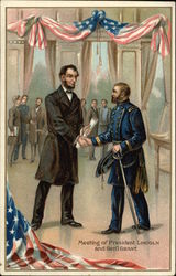 Meeting of President Lincoln and General Grant Postcard