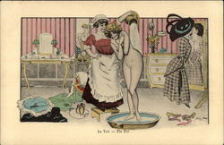 "The Tub" - Women Bathing & Dressing Xavier Sager Postcard Postcard