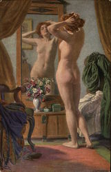 Nude Woman in the Mirror - Vor dem Spiegel Women Postcard Postcard