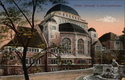 Essen. Synagoge u. Jahrhundertbrunnen Judaica Postcard Postcard