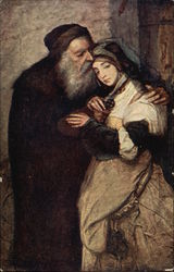 Gottlieb's Painting of Shylock and Jessica Judaica Postcard Postcard