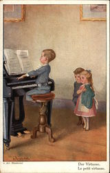 Der Virtuose by Ad. Hendschet Music Postcard Postcard