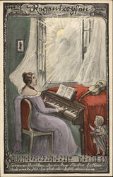 Woman Playing Piano Postcard